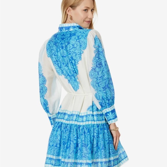 BNWT Lilly Pulitzer Drena Dress, Breezy Aqua Jungle Escape Engineered, Size 14. - Picture 2 of 7